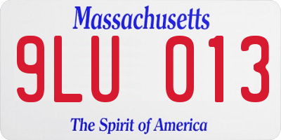 MA license plate 9LU013