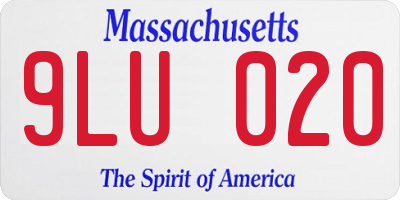 MA license plate 9LU020