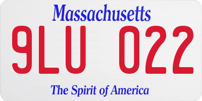 MA license plate 9LU022
