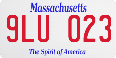 MA license plate 9LU023