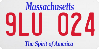 MA license plate 9LU024