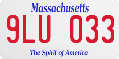 MA license plate 9LU033