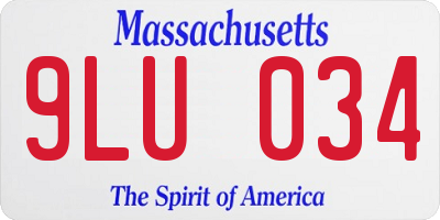 MA license plate 9LU034