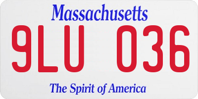 MA license plate 9LU036