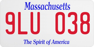 MA license plate 9LU038