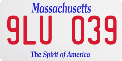 MA license plate 9LU039
