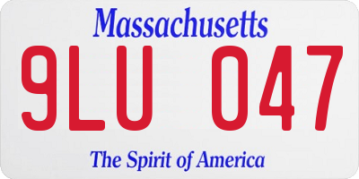 MA license plate 9LU047