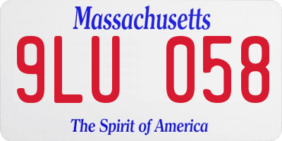 MA license plate 9LU058
