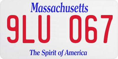 MA license plate 9LU067