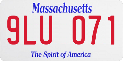 MA license plate 9LU071