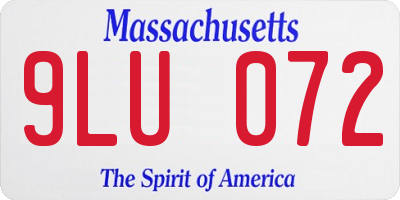 MA license plate 9LU072