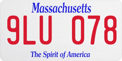 MA license plate 9LU078