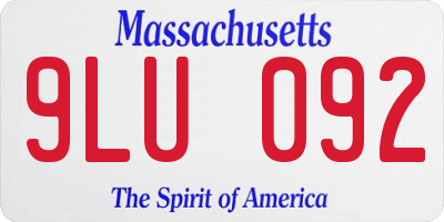 MA license plate 9LU092