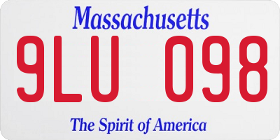 MA license plate 9LU098