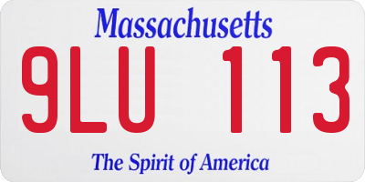 MA license plate 9LU113