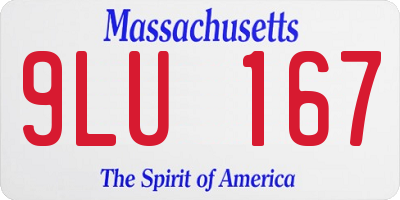 MA license plate 9LU167
