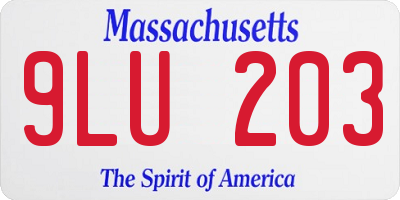 MA license plate 9LU203