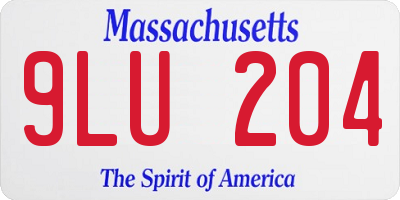MA license plate 9LU204