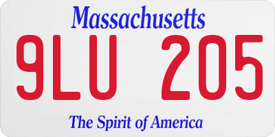 MA license plate 9LU205