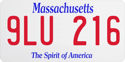MA license plate 9LU216