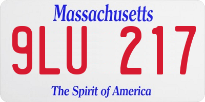 MA license plate 9LU217