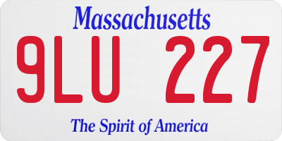 MA license plate 9LU227