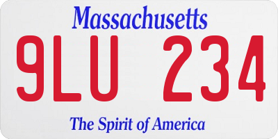 MA license plate 9LU234