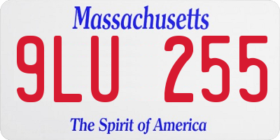 MA license plate 9LU255