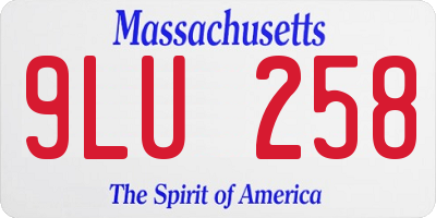 MA license plate 9LU258