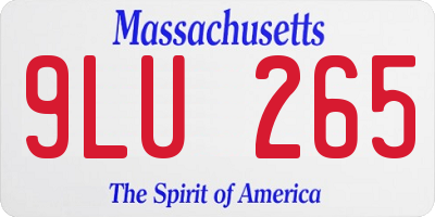 MA license plate 9LU265