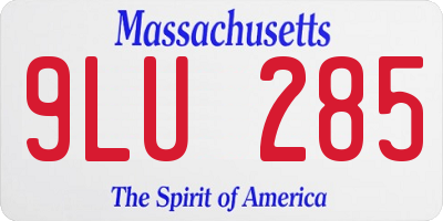 MA license plate 9LU285