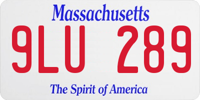 MA license plate 9LU289