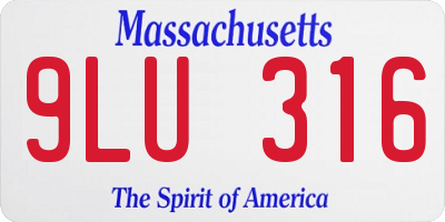 MA license plate 9LU316