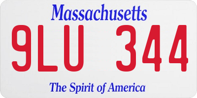 MA license plate 9LU344