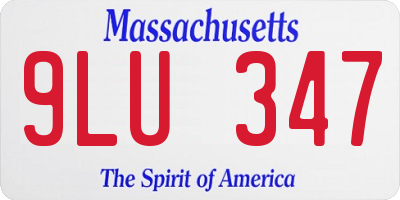 MA license plate 9LU347