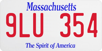 MA license plate 9LU354