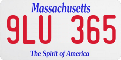 MA license plate 9LU365