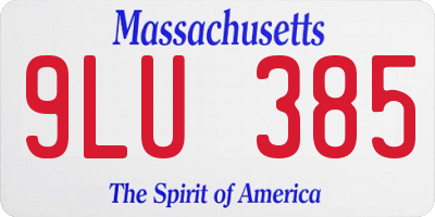 MA license plate 9LU385