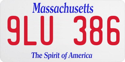 MA license plate 9LU386