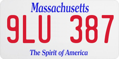 MA license plate 9LU387