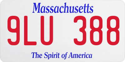 MA license plate 9LU388