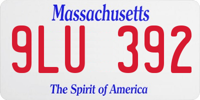 MA license plate 9LU392