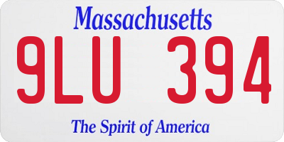 MA license plate 9LU394