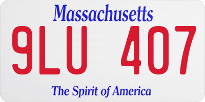 MA license plate 9LU407