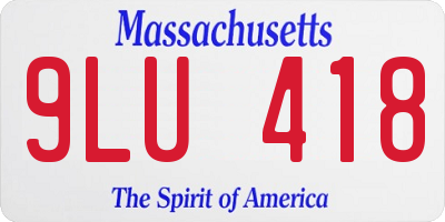 MA license plate 9LU418