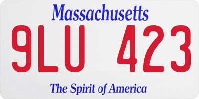 MA license plate 9LU423