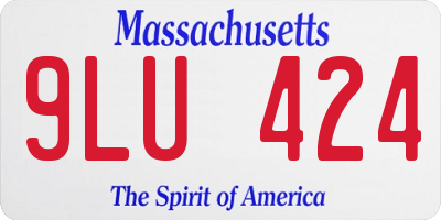 MA license plate 9LU424