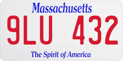 MA license plate 9LU432