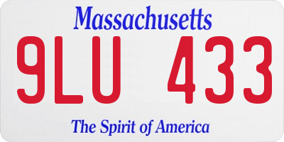 MA license plate 9LU433