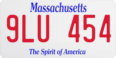 MA license plate 9LU454